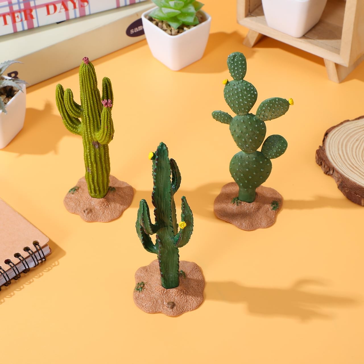 3pcs Artificial Cactus Decor, 5. 5 Inch Fake Succulent Plants Figurine,