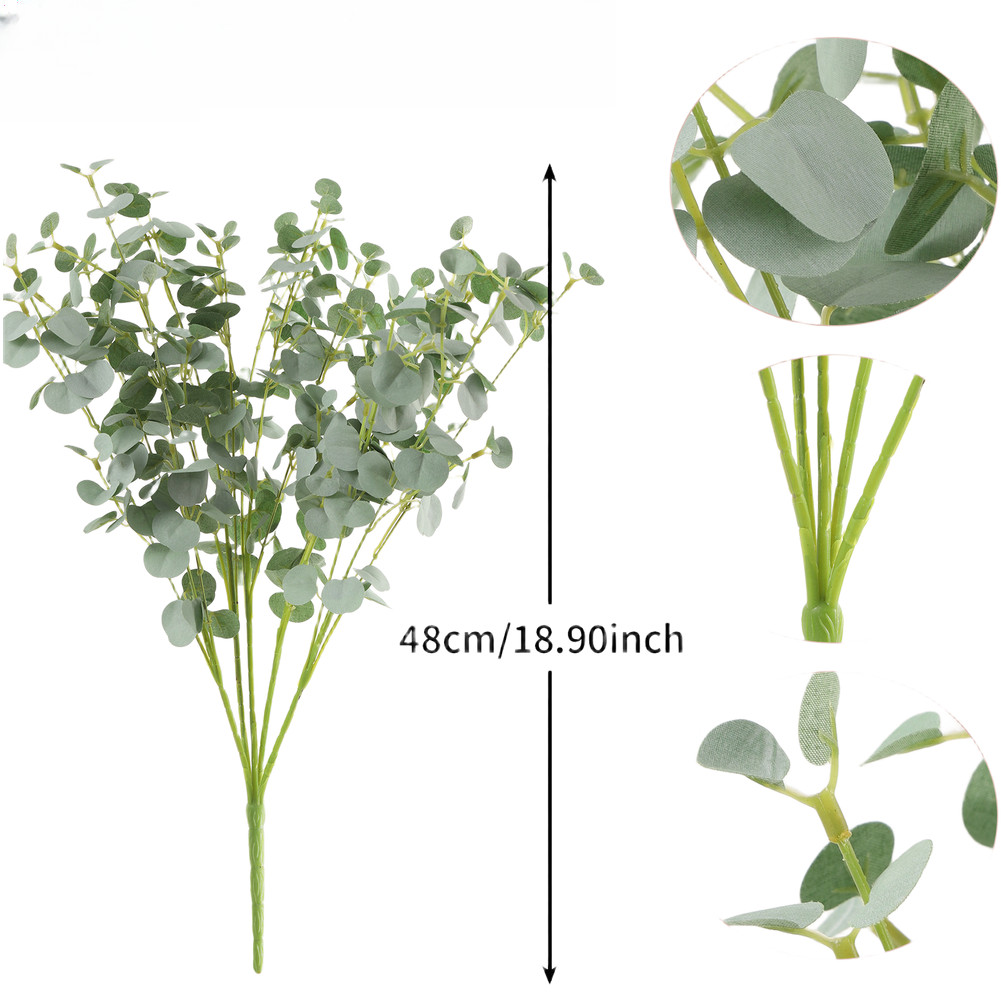 Realistic 18.9in Artificial Eucalyptus Stems for Office Home Garden Decoration