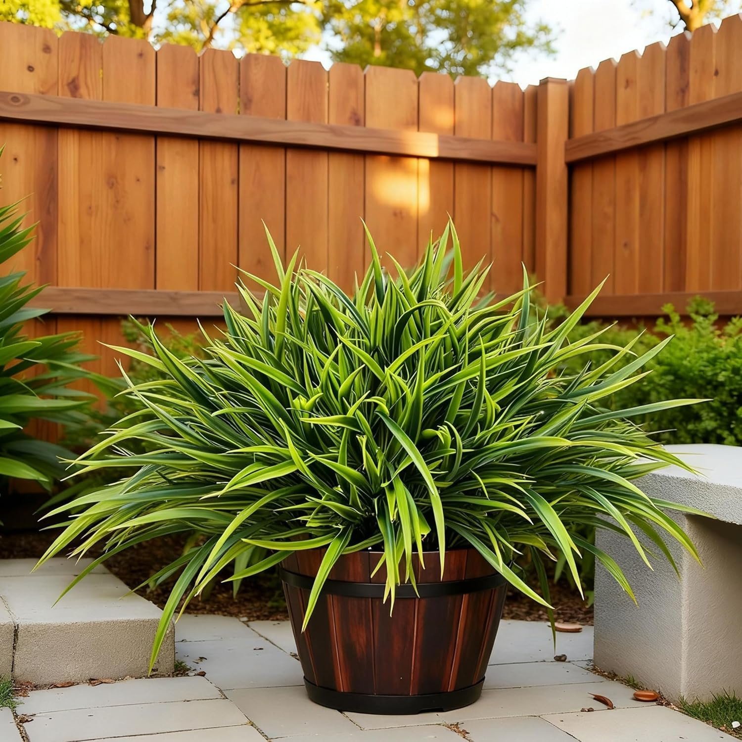 12 Bundles Artificial Outdoor Plants UV Resistant Fake Grass Plants Faux Plastic