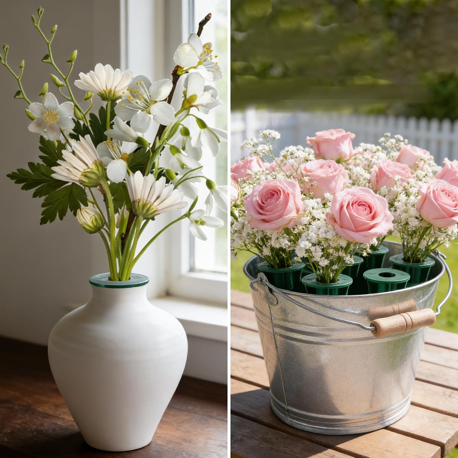 4 Pcs Memorial Artificial Flower Holder, Patio Garden Floral Ground Spikes, Ceme