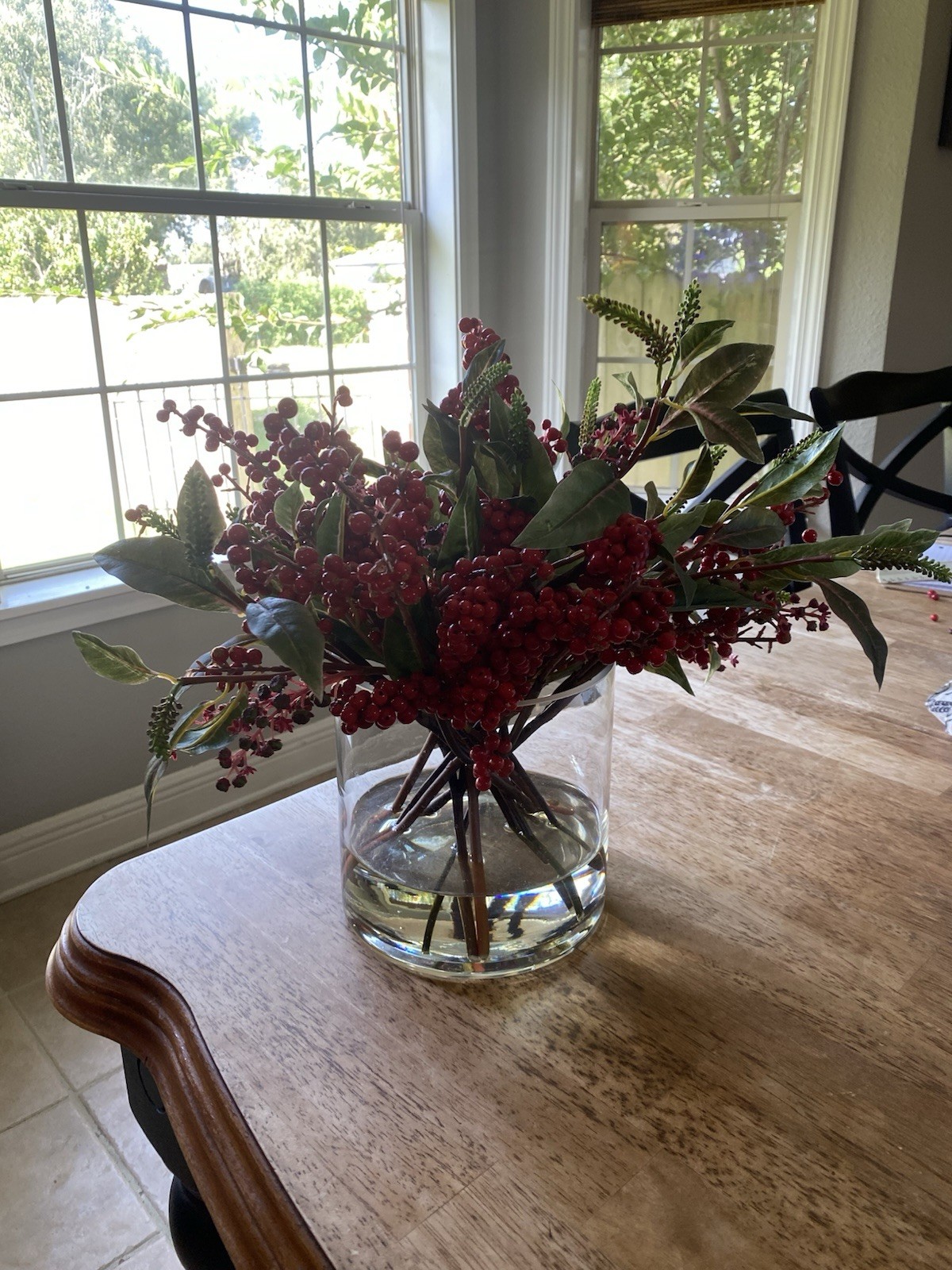 Winward Home Christmas Berry and Leaf In Vase