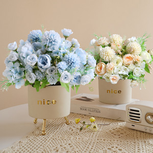 Artificial Flowers, 2Pcs Blue Fake Peony Silk Peonies Faux Flowers Arrangements