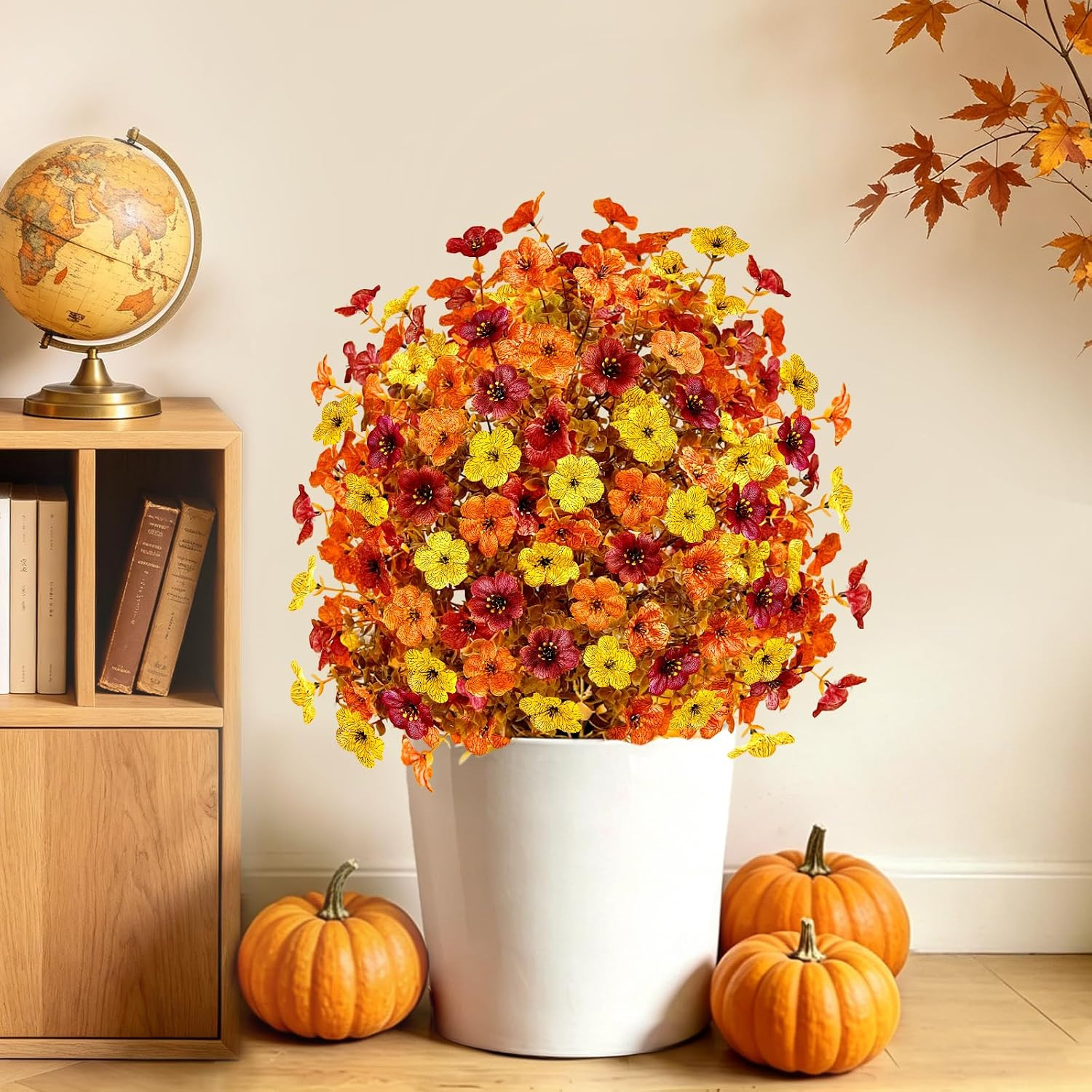 2PCS 25″ Fall Topiary Ball Flowers – UV Resistant Outdoor Decor