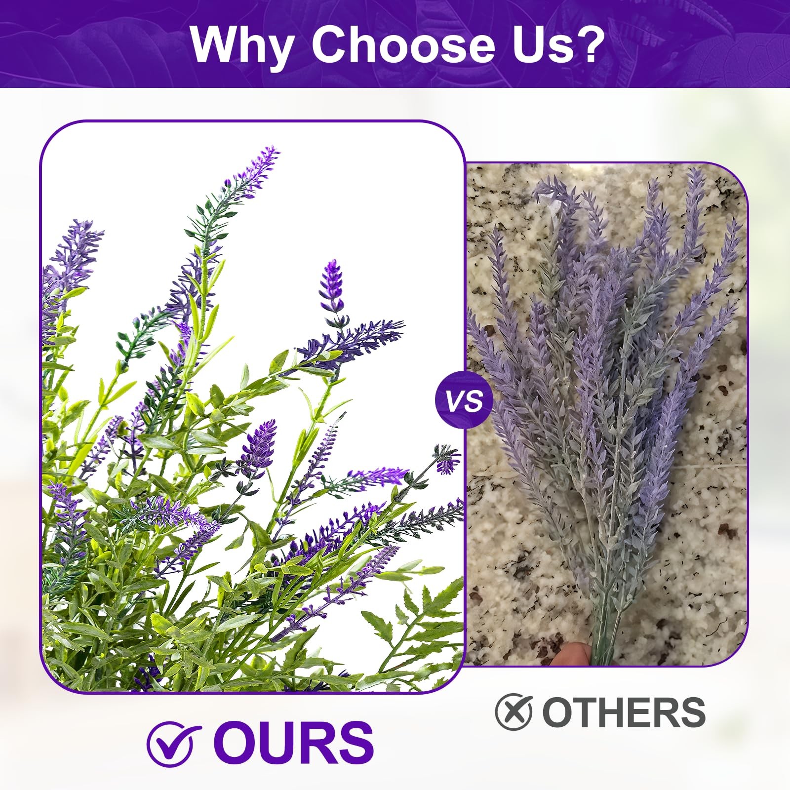 2 Pack Artificial Lavender Plants in Pots Artificial Potted Plants Fake Flowe…