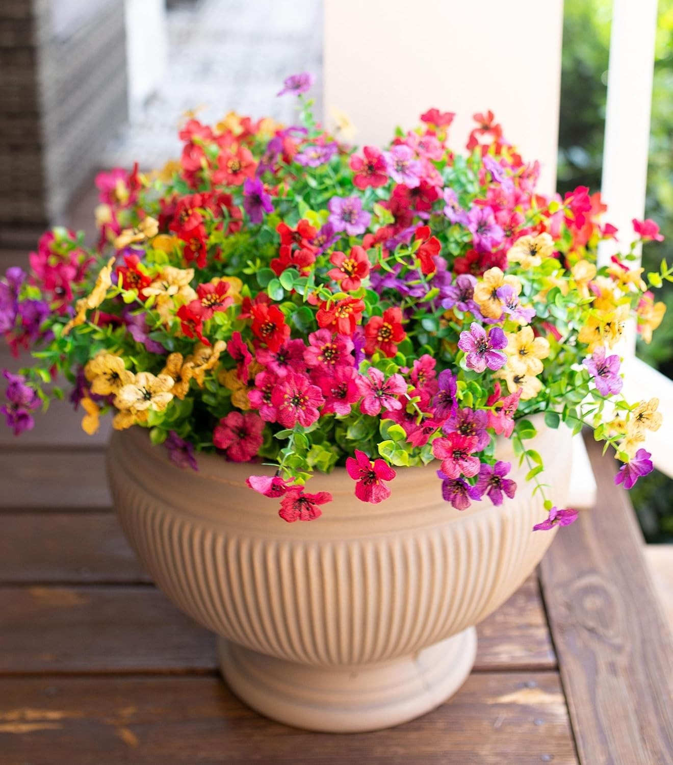 Vibrant Mixed Daisy & Eucalyptus Arrangement – 12 Bundles for -Round Beauty