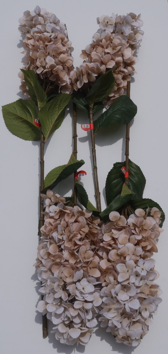Cone Hydrangea Beige Tan Bouquet Arrangement 4pc Stem Lot NWT NEW 34″ Long