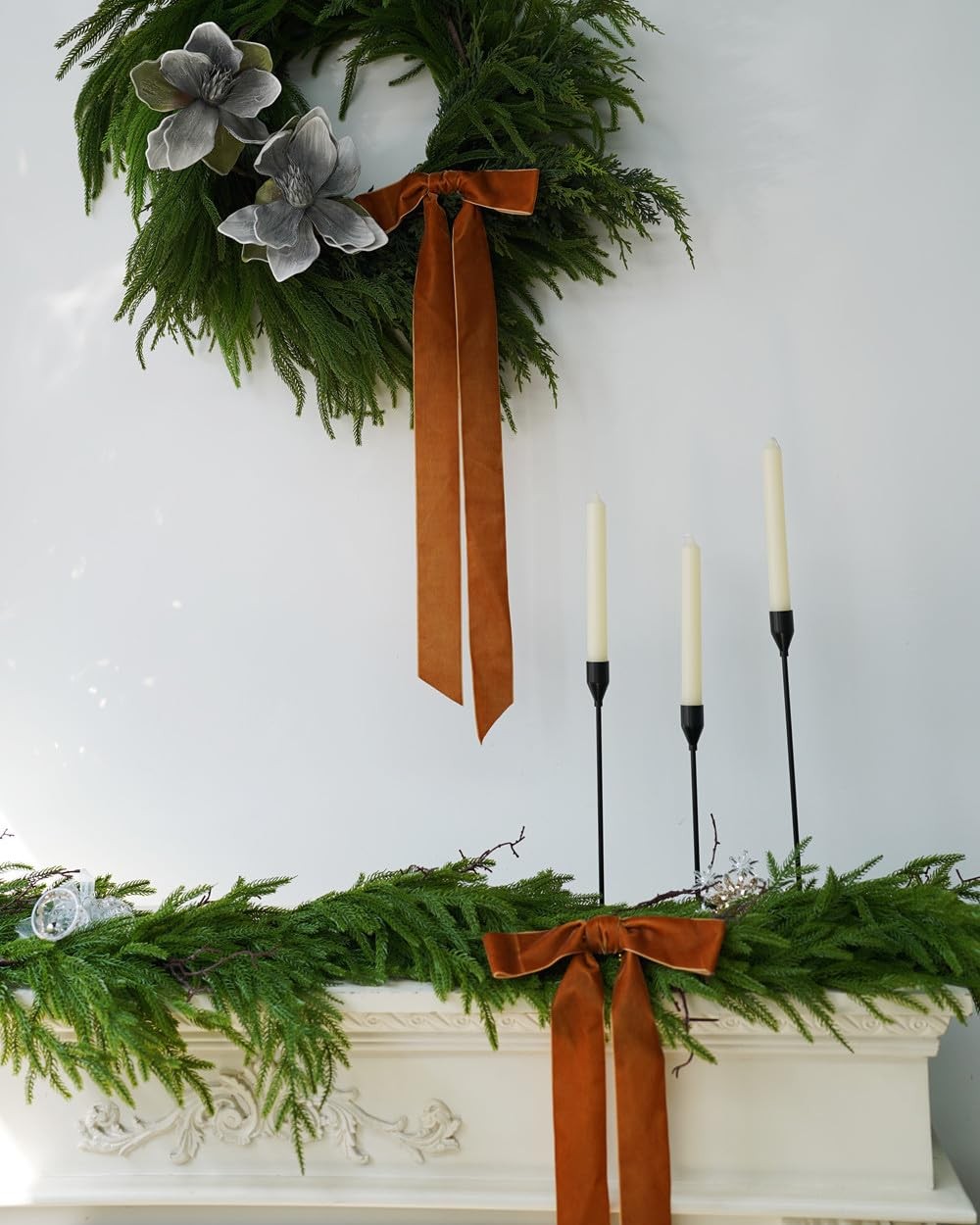 Norfolk Pine Garland,2Pcs 6ft Real Touch Norfolk Pine Garland Realistic Artif…