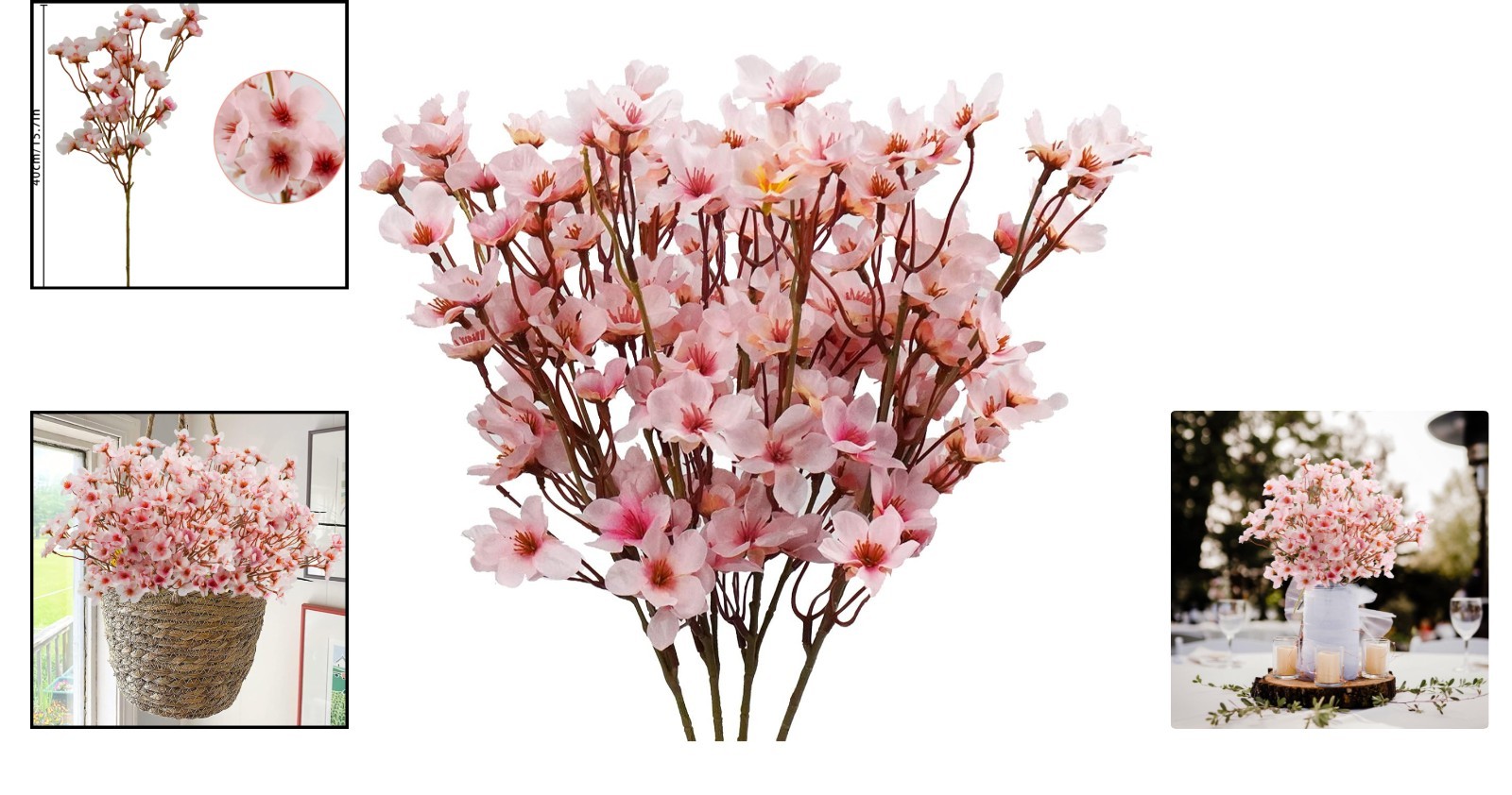Graceful 4-Pcs Artificial Cherry Blossom Bouquet – Perfect for Events & Parties