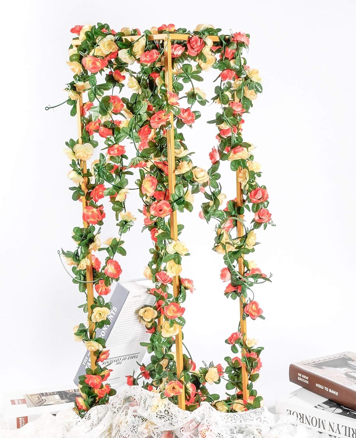 Durable 9 PCS Champagne Flower Garland – Indoor & Outdoor Decorative Solution