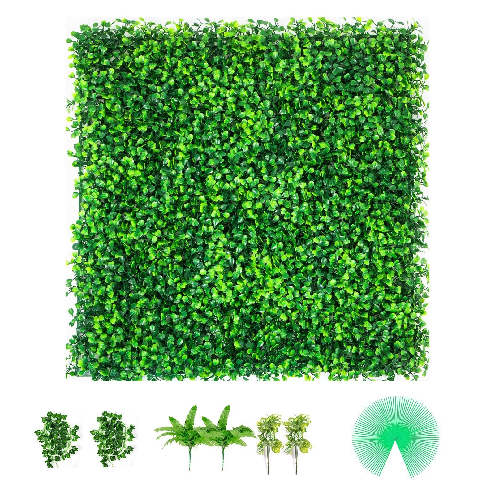 20-in x 20-in Artificial Boxwood Panels, 20PC for Garden Fence & Indoor Decor
