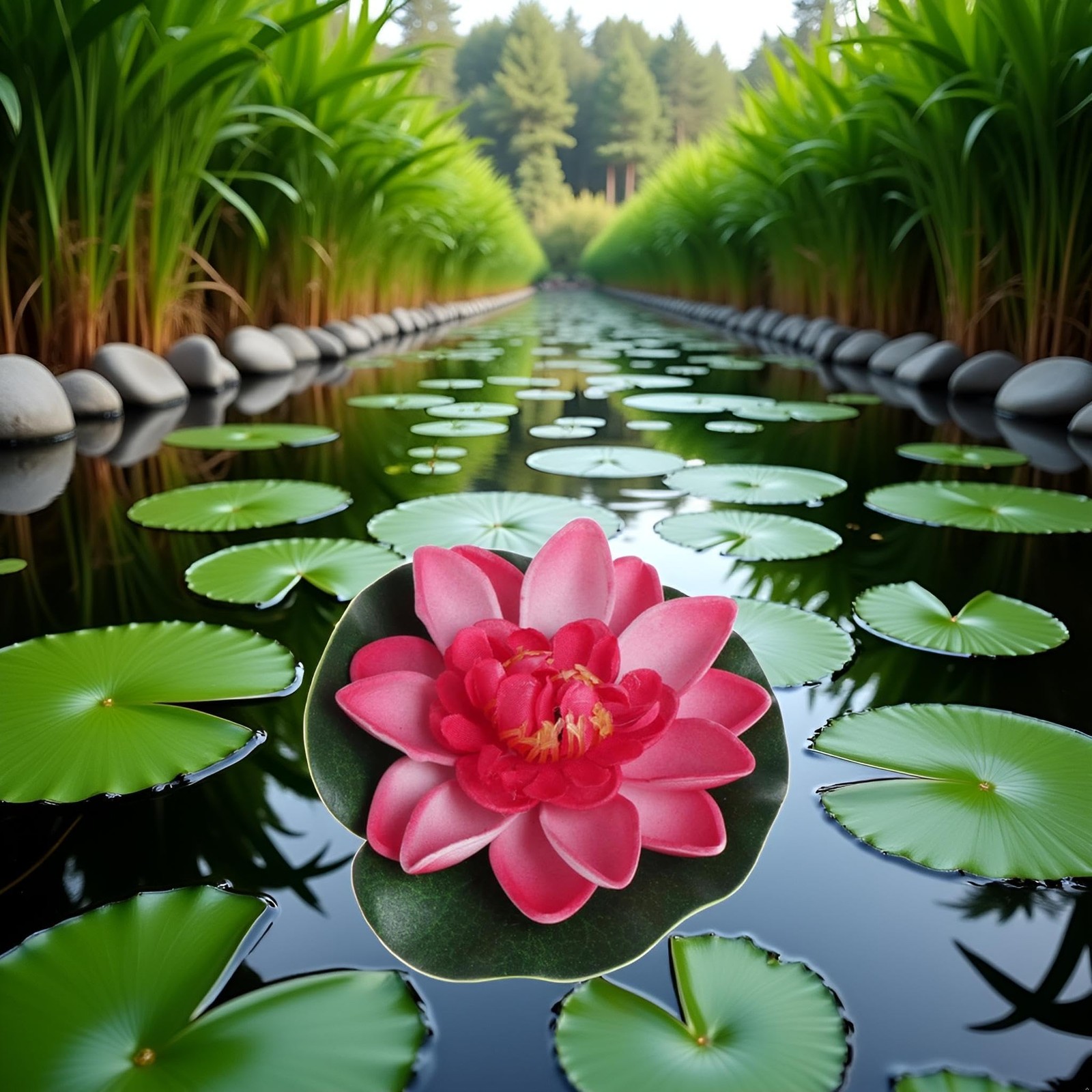 Light Pink Fake Floating Flowers Lotus Water Lily Plants Garden Tank Pond Dec…