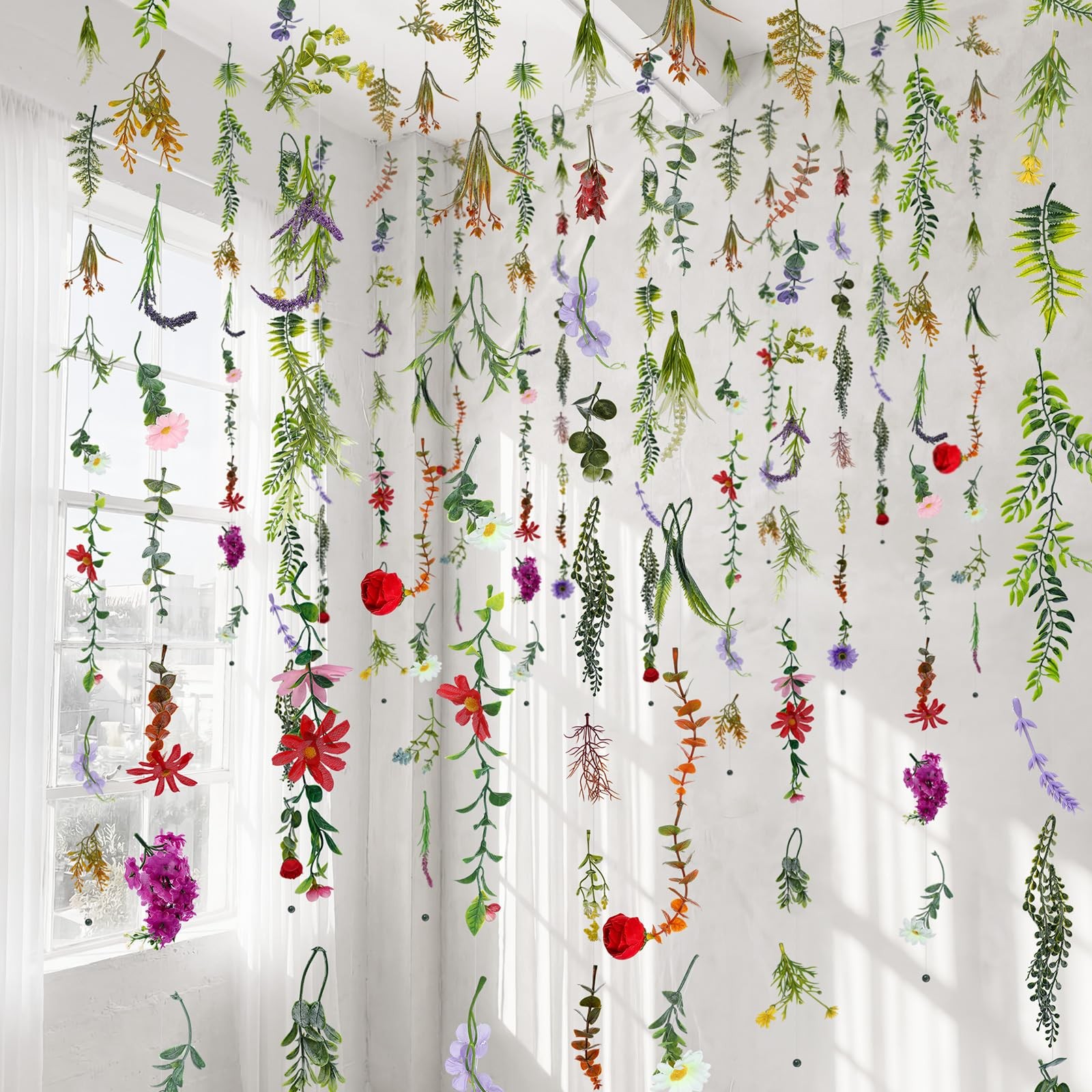 Suncalla 12 Pcs 70.8 ft Wildflower Garland Pre Strung Artificial Hanging Flower