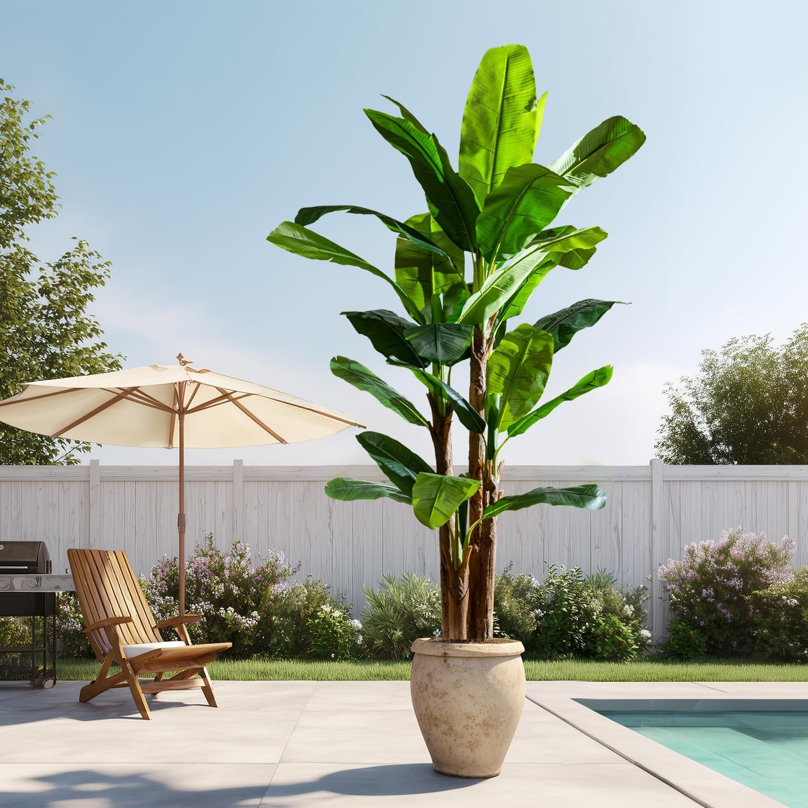 Artificial Banana Tree 9ft, Faux Tropical Palm Tree Plant with Realistic Leav…