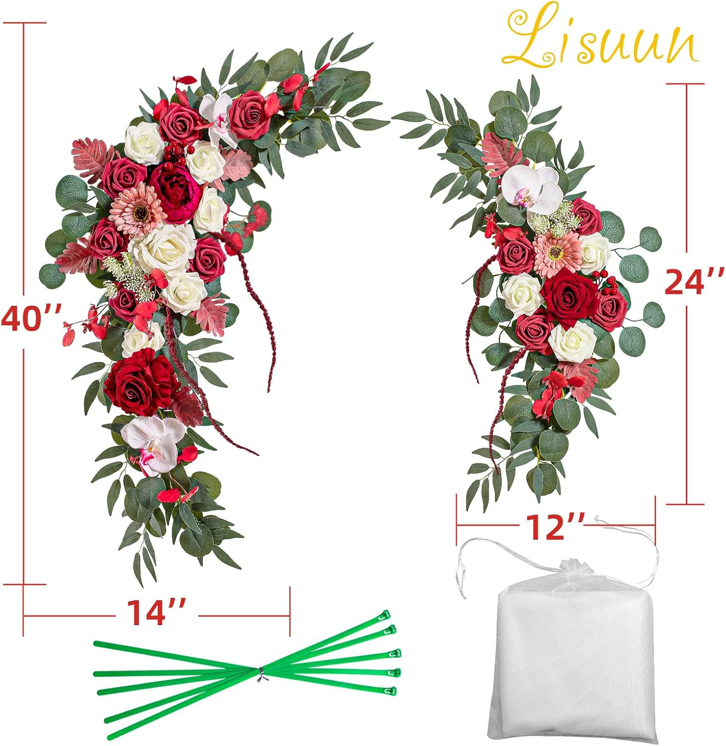 Elegant Wedding Arch Flowers & Chiffon Table Runner – 3 Piece Set