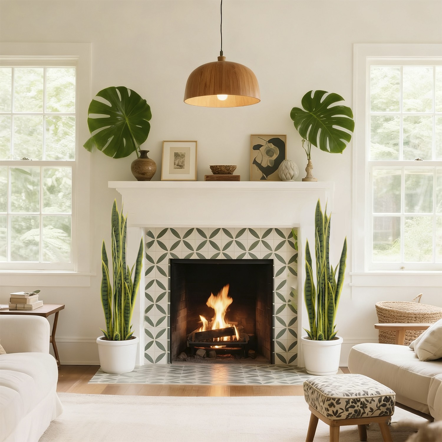 3ft Artificial Snake Plant 2 Pack Fake Sansevieria for Home Decor