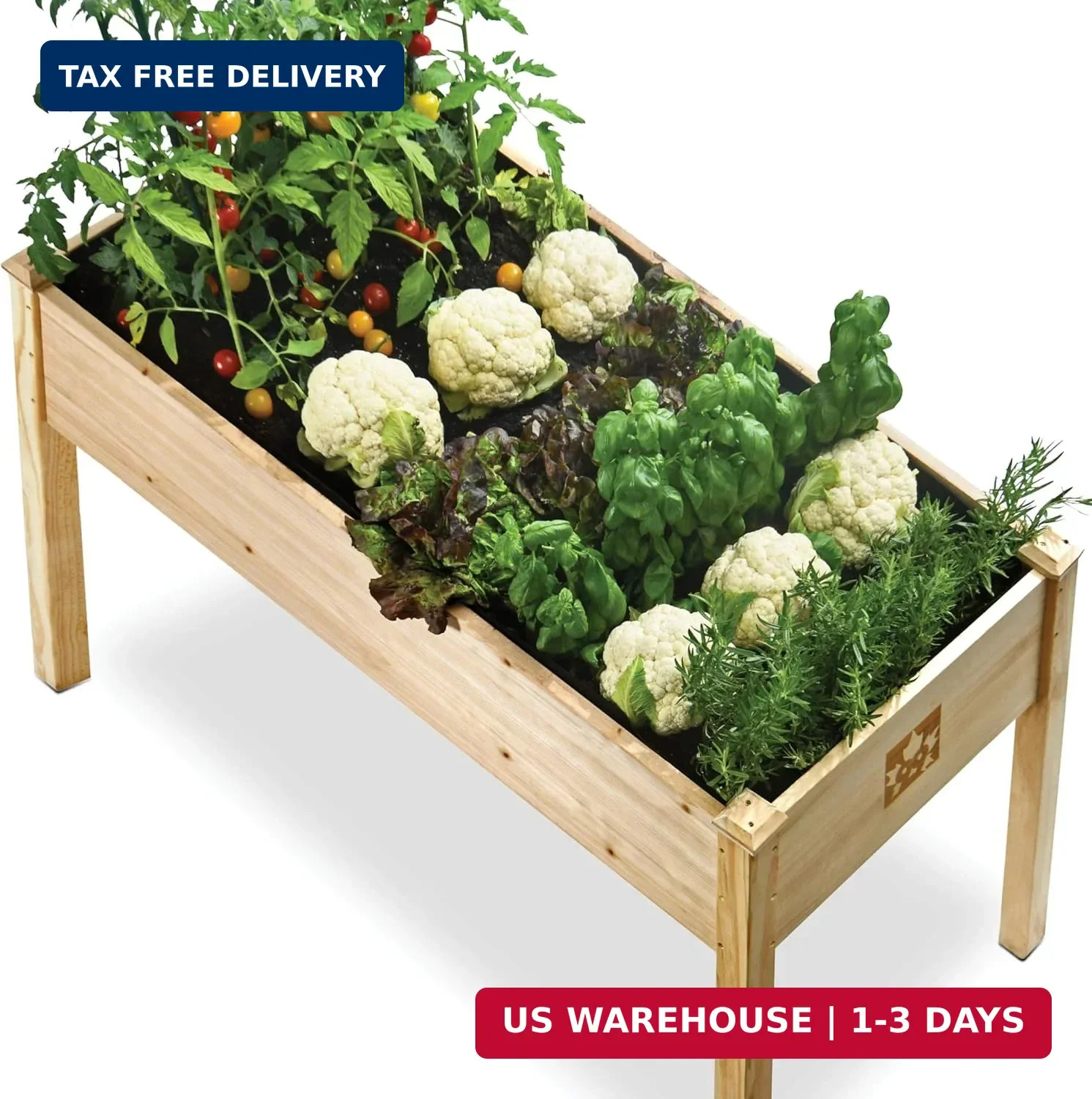Maple99 Raised Garden Bed with Legs 48x24x30 – Natural Cedar Wood Elevated Plant