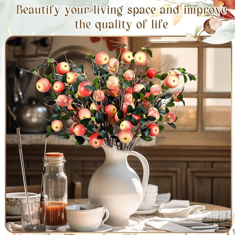 Artificial Apple Branches 10 Pack Faux Fruit Home Decor Floral Arrangements New