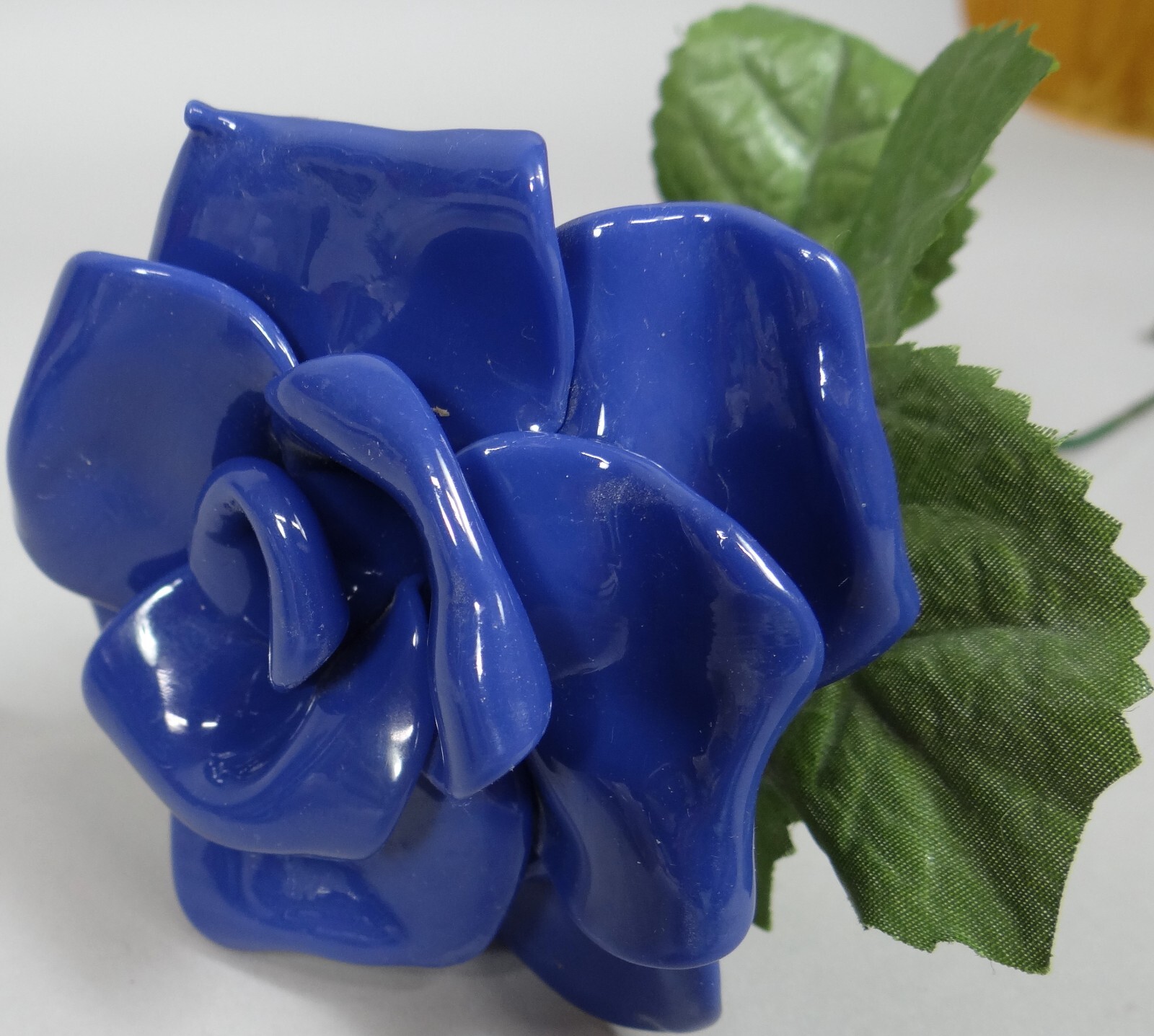 Vtg Melted Plastic Flowers Red White Blue Roses Artificial Stem Leaves 10in Cool