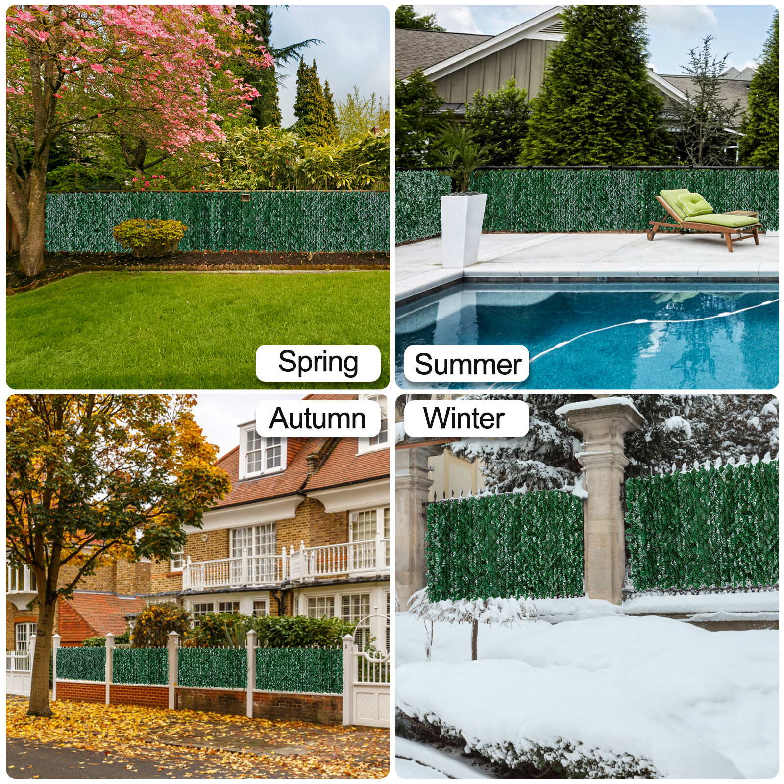 118”x39″ Artificial Hedge Ivy Leaf Garden Fence Roll Privacy Screen Wall Cover