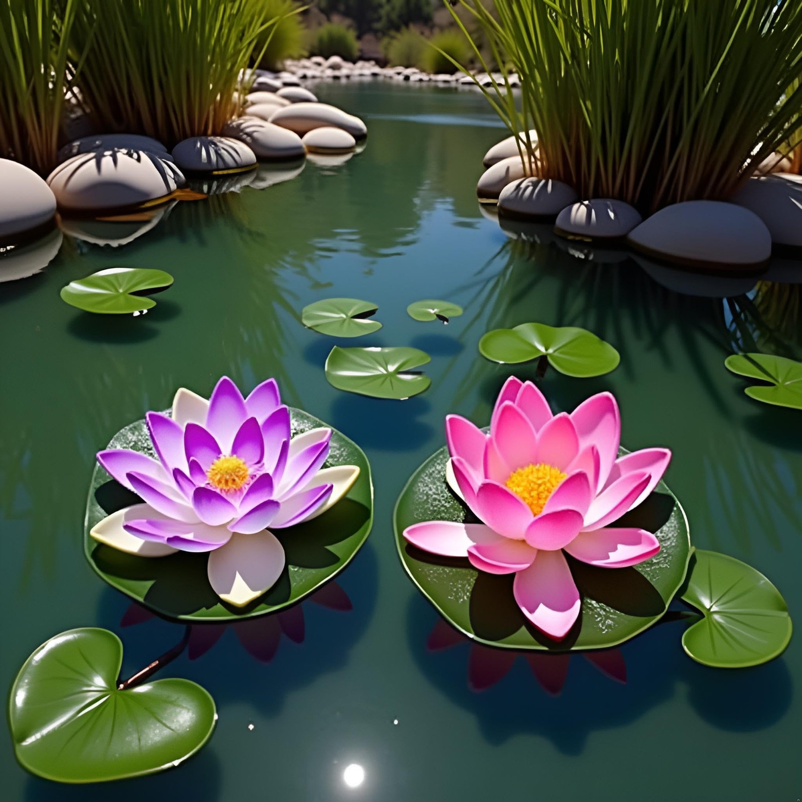 4 Pcs Artificial Water Lily Foam Lotus Flower Pond Decor for Pond Patio Garde…