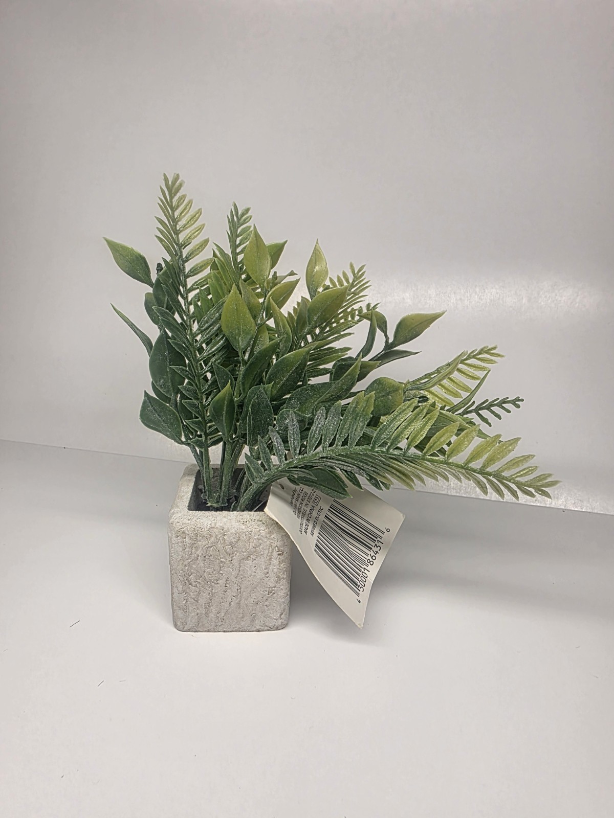 NEW! Artificial Plant in a Faux Marble Pot Organic Greenery Textured Leaves