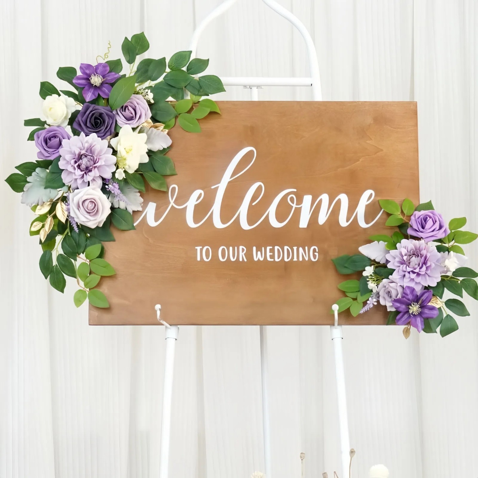 Wedding Arch Flowers Set of 2 for Wedding Welcome Sign Artificial Wedding Flower