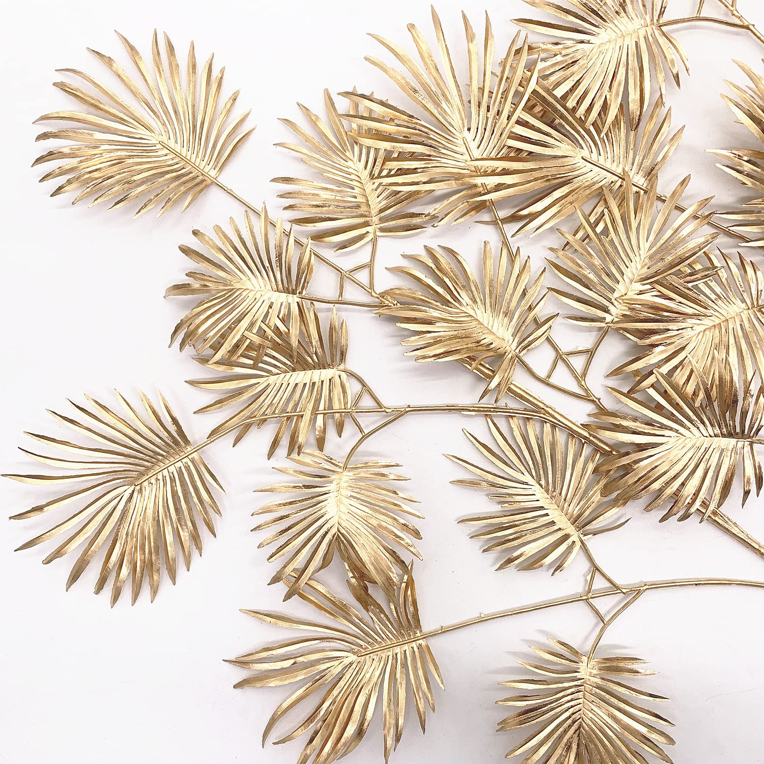 2 Pack Christmas Decor Artificial Gold Plants 30 Inch Faux Palm Leaves Vase