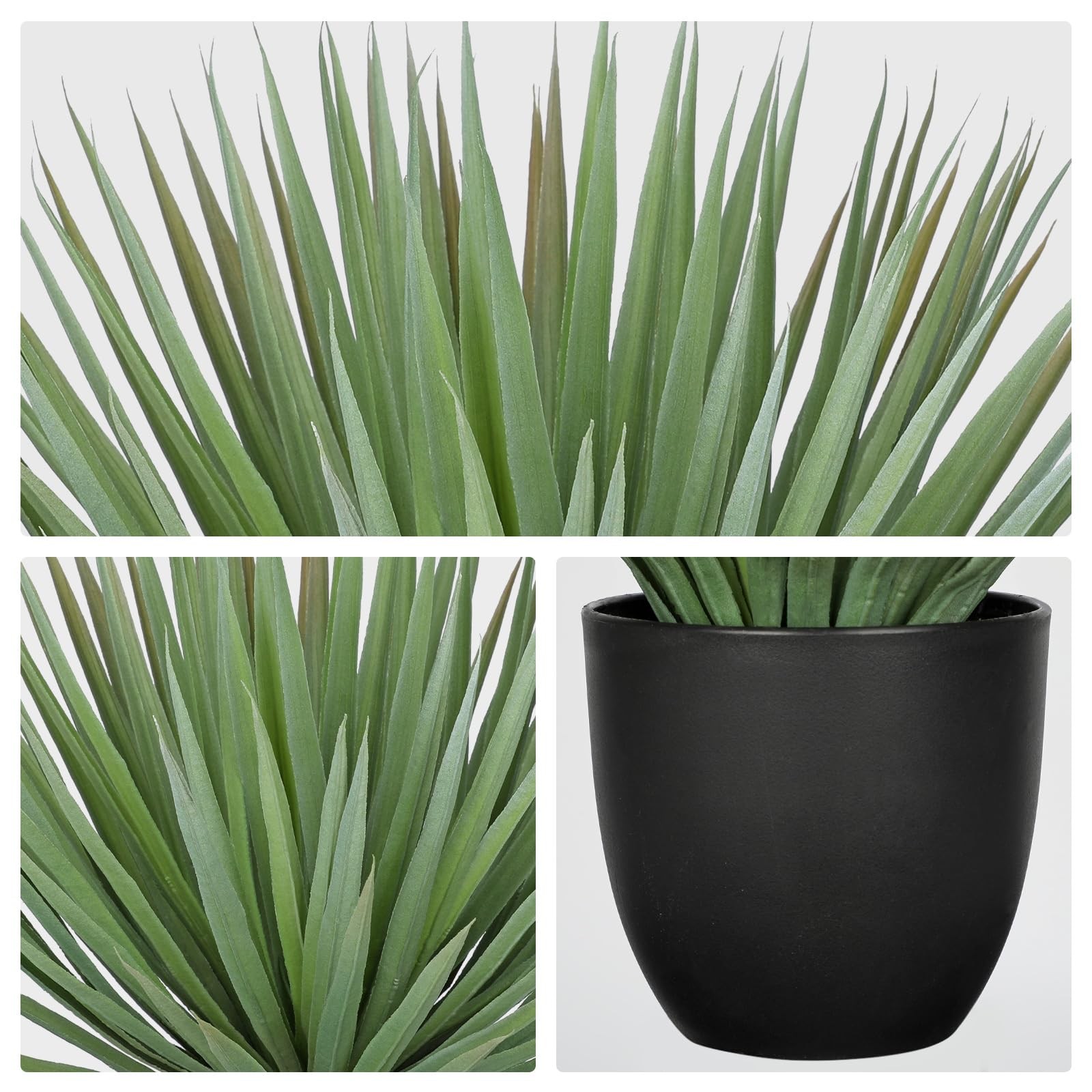 Artificial Agave Plant 18.1″ Tall in Black Pot – Realistic Indoor Outdoor Decor