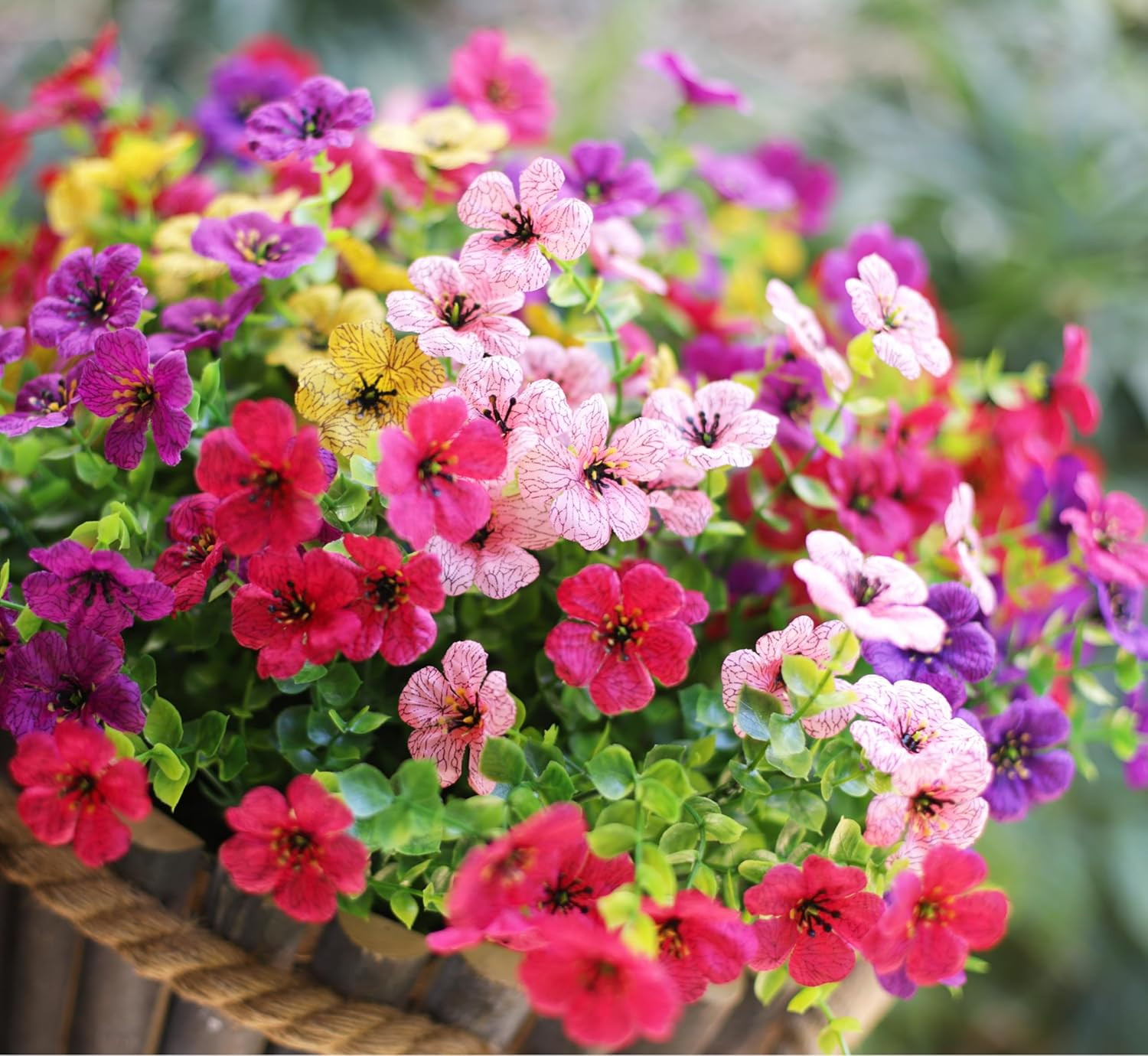 Artificial Flowers for Outdoors 12 Mix 6 Color UV Resistant Faux Plants