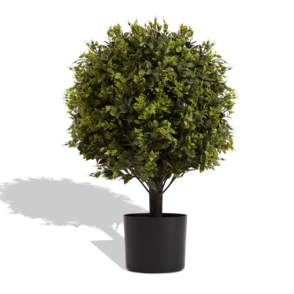 Ball Topiary Tree 22in 2Pcs Green Artificial Potted Plants Faux Greenery