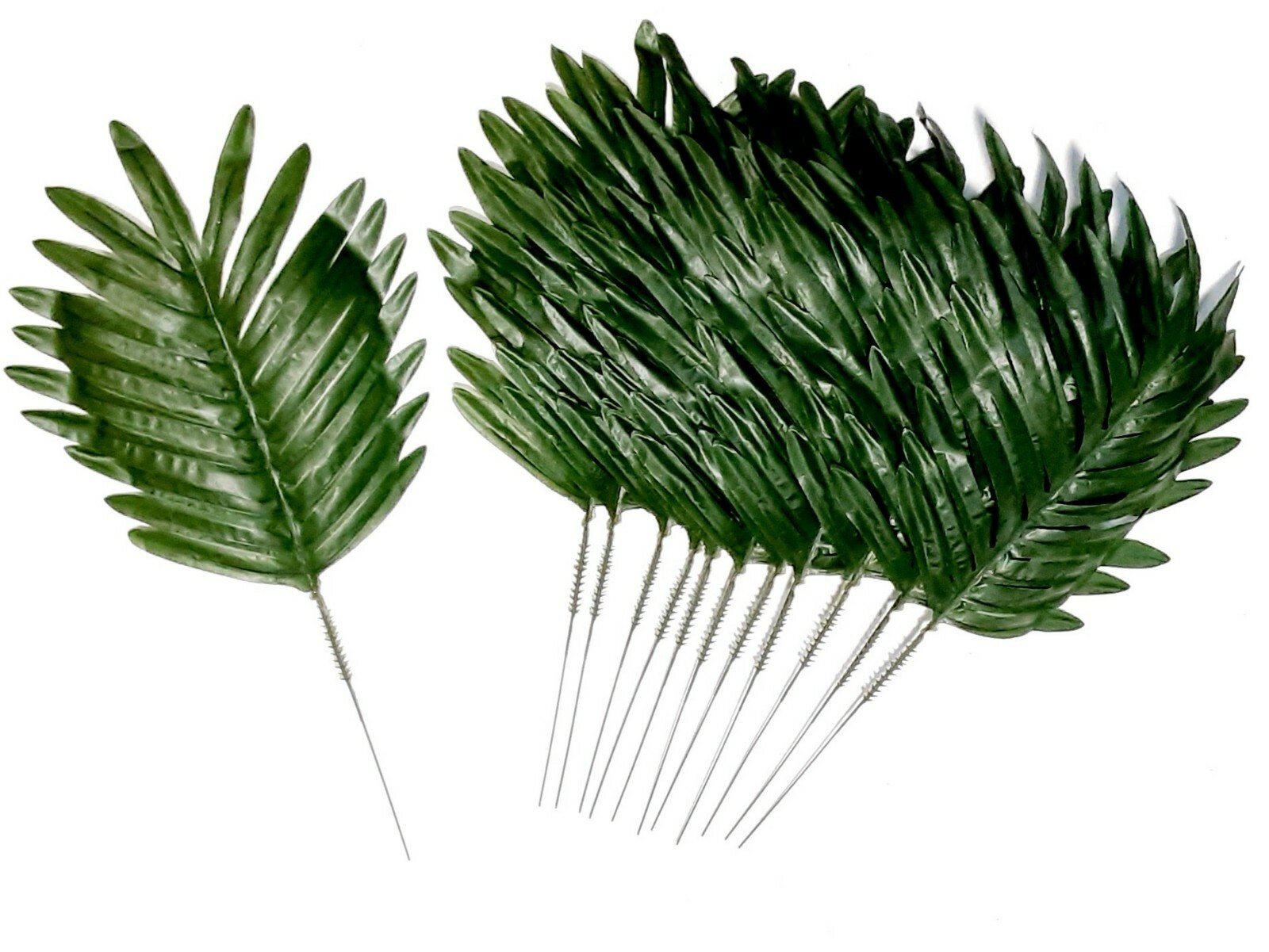 (12 Leaves) 15″ Green Fern Palm Silk Greenery Plant Flower In/ Outdoor Decor USA