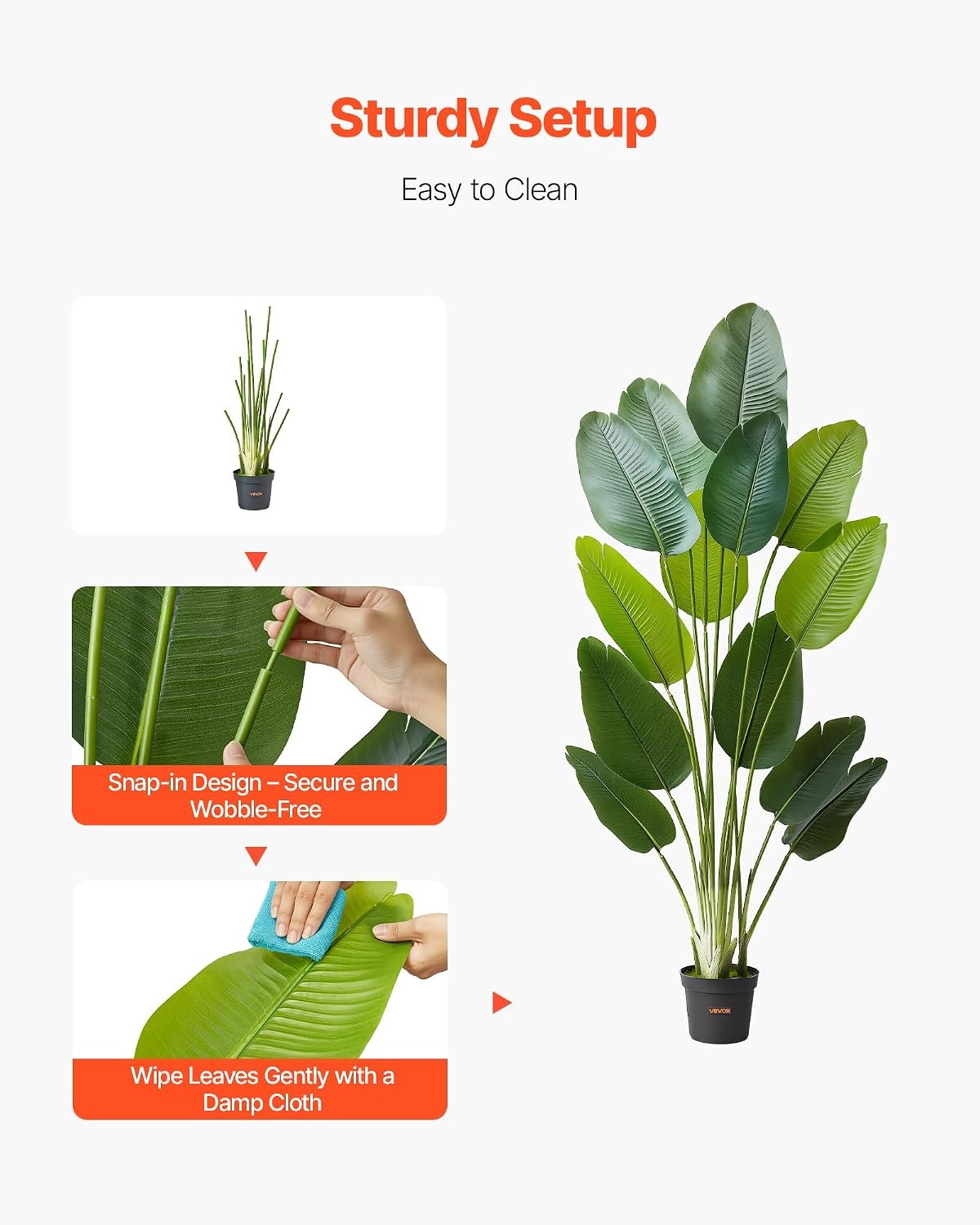 Realistic 6FT Artificial Bird of Paradise Plant for Indoor/Outdoor Decor