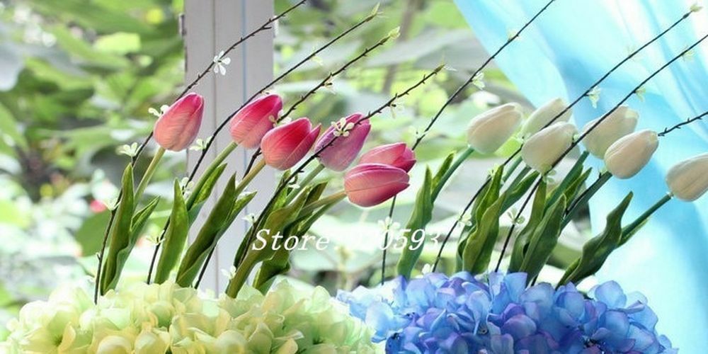 31pcs PU Mini Tulip Artificial Flower Wedding Floral Bouquet Decor NEW