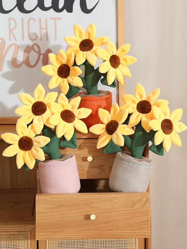 Sunflower Plush Doll Bouquet 32cm Simulation Flower Home Car Decor