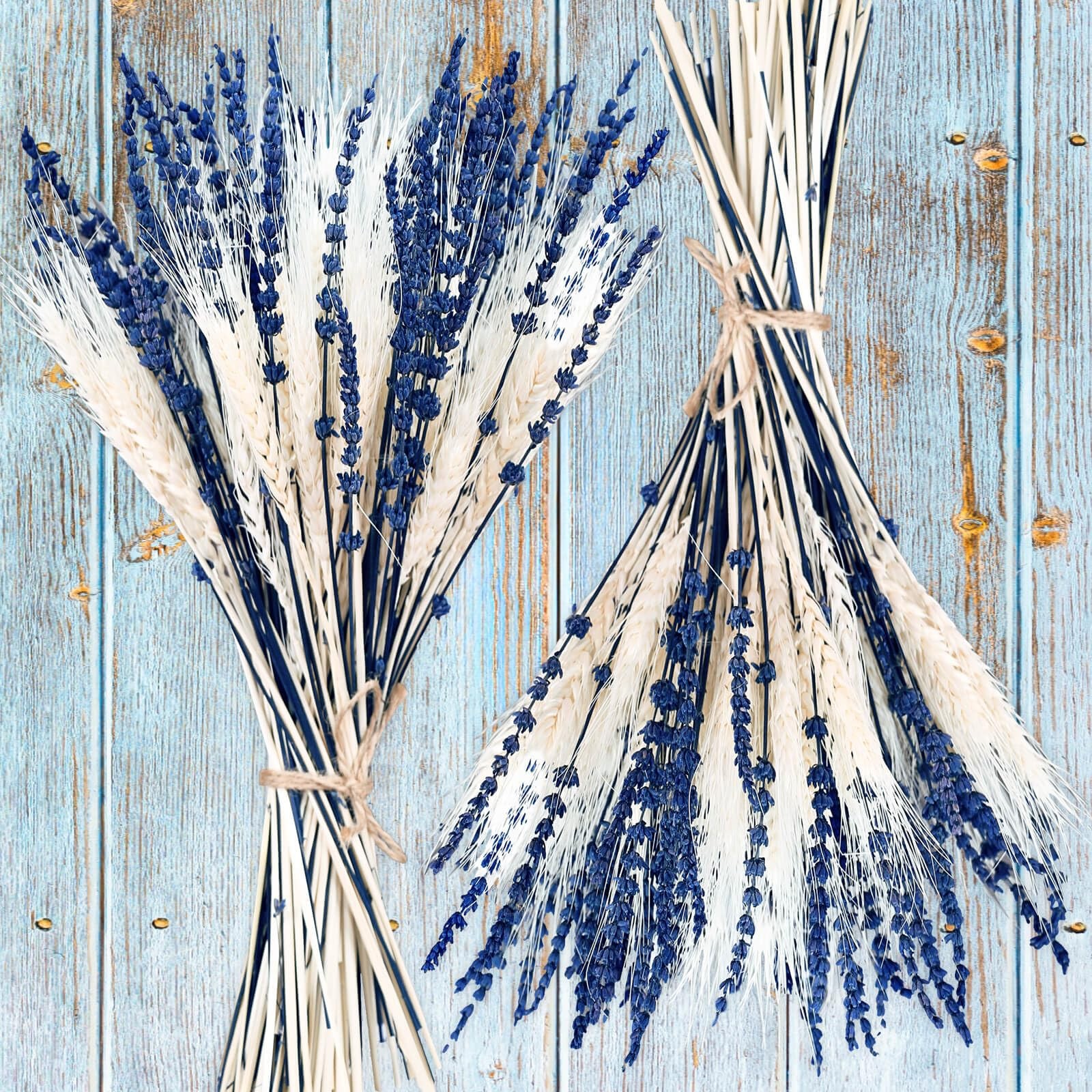Dried Lavender & Wheat Flowers Bundle – 17” Real Fresh Preserved Lavender Fl…