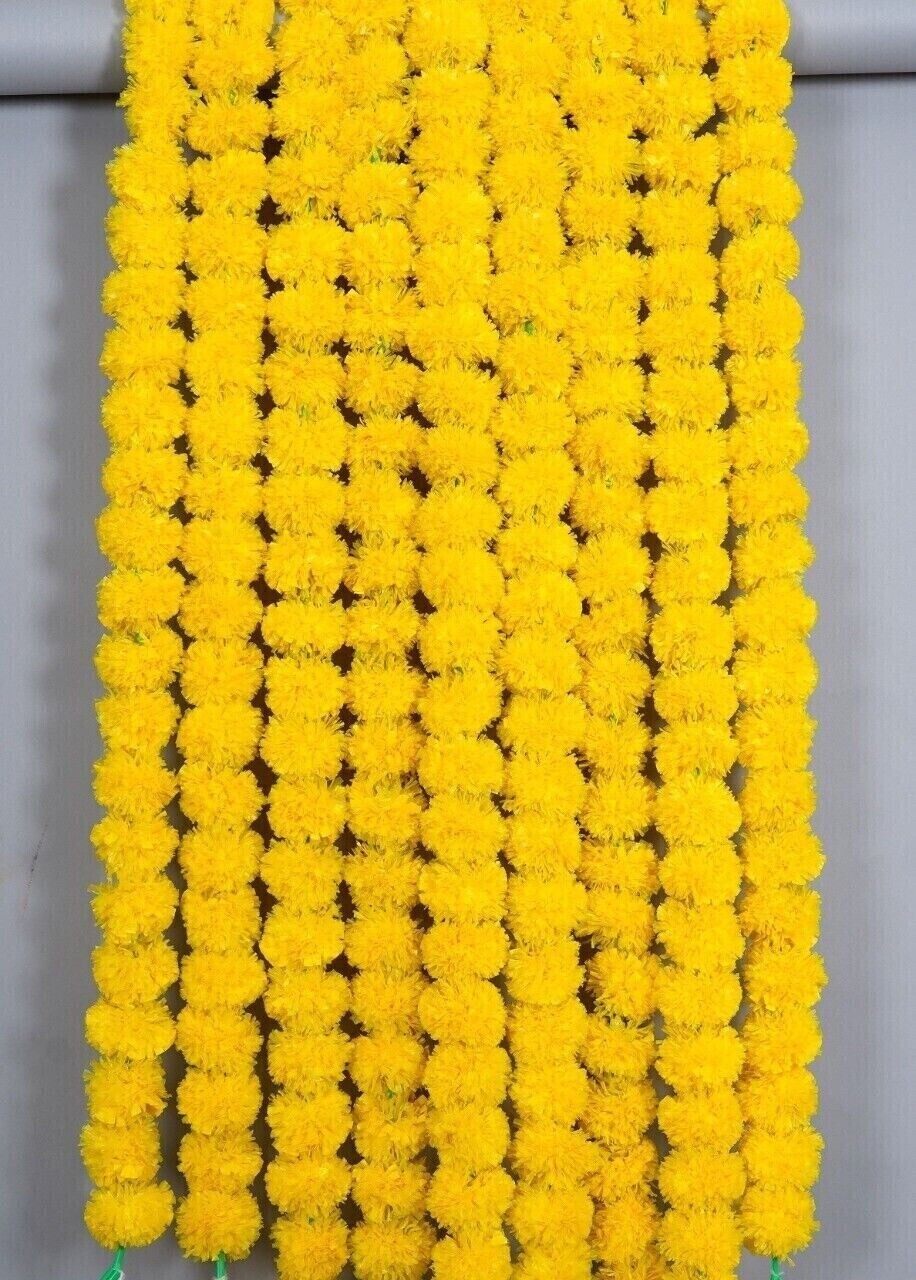 Wholesale Indian Yellow Marigold Flower Mehndi Decoration Artificial Garlands