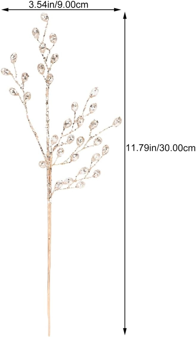 6 Pcs Acrylic Bead Drop Stems Artificial Flower Stem Branches Bridal Picks for W