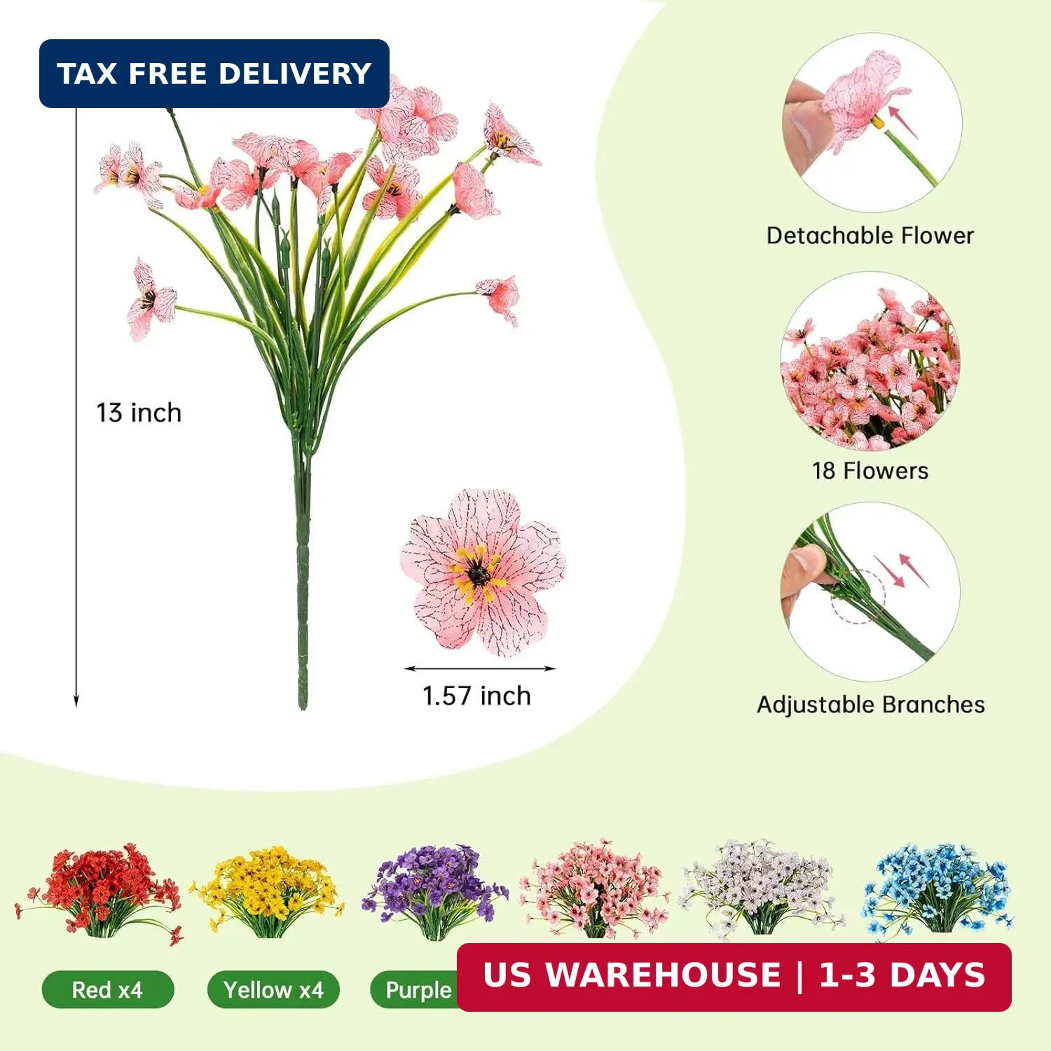 PADONISE 24 Bundles Artificial Flowers UV Resistant, Fake Silk Flowers Bulk for