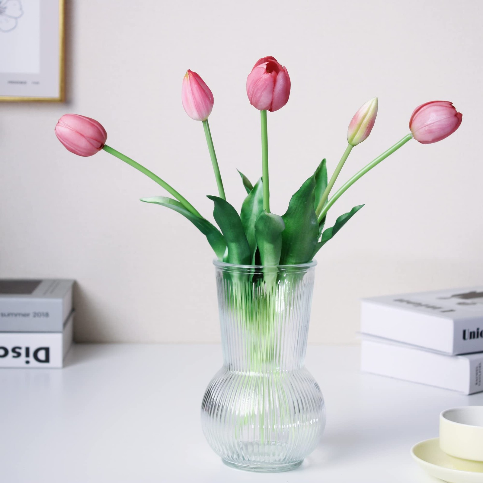 16-inch Premium Real Touch Fake Tulips, Artificial Flowers with Buds, Flexibl…