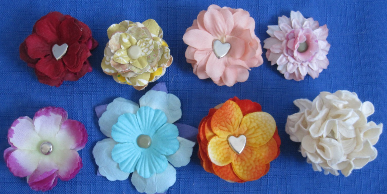 #7 Lot-44 Medium Layers Used Mulberry Flower Petals 1-3″ Brads Multiple Colors