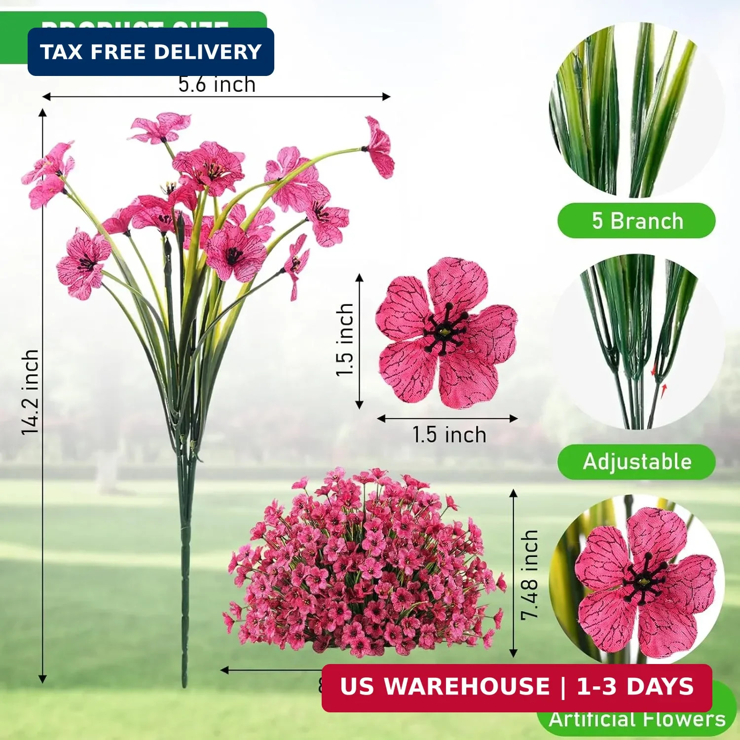 Powbrace 22 Pack Artificial Flowers for Outdoor Indoor Fake Plants, Faux Silk Fl
