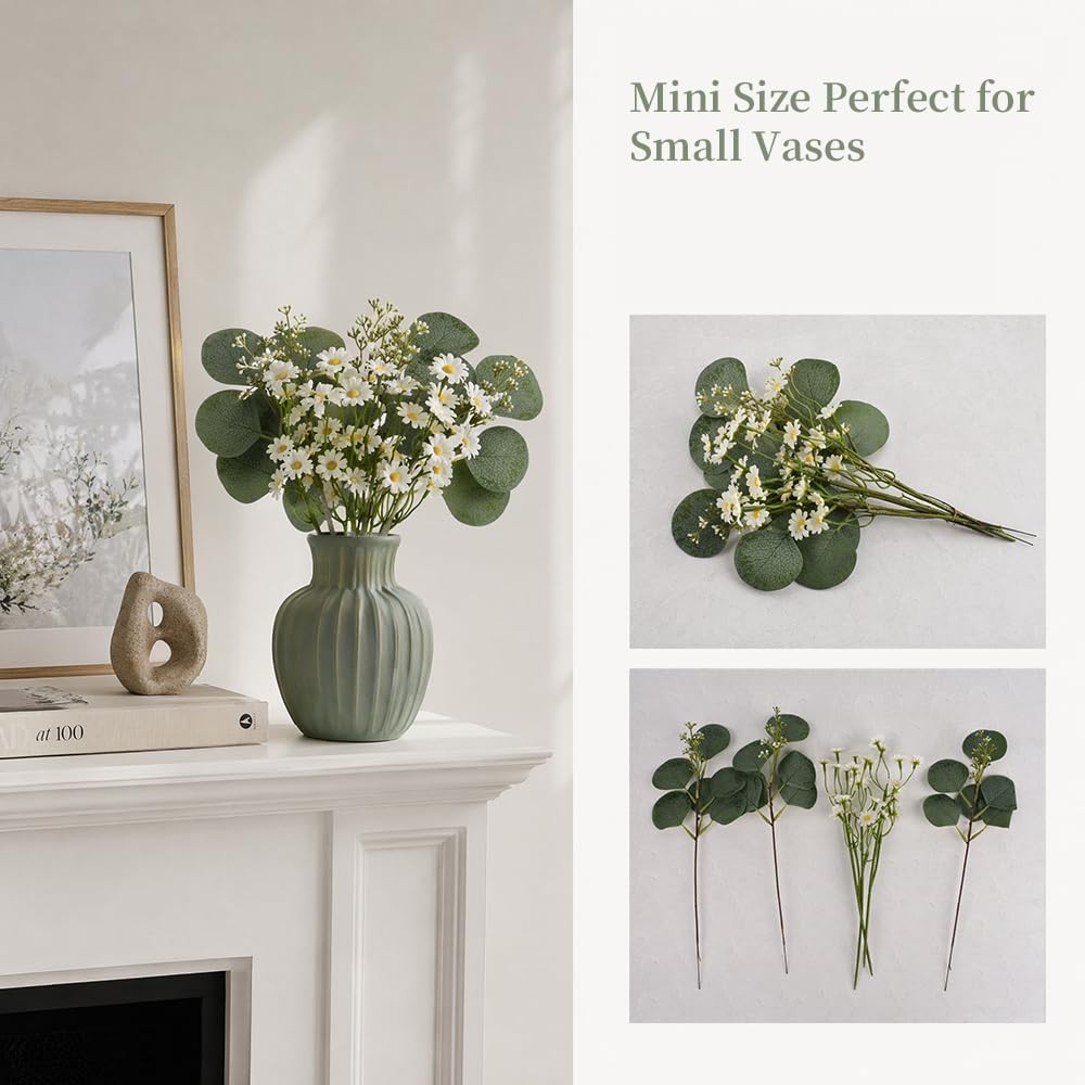 12PCS Artificial Eucalyptus Stems Flowers Bulk (Small Size)