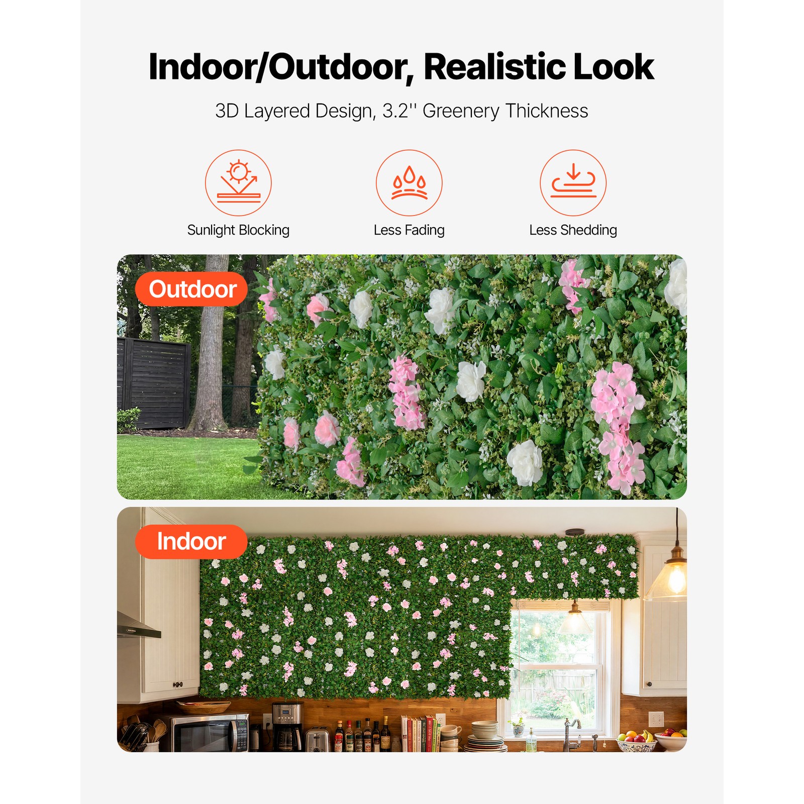 Uimoso Artificial Floral Wall Backdrop, 2PCS 2 x 8 ft Each Decorative Panel