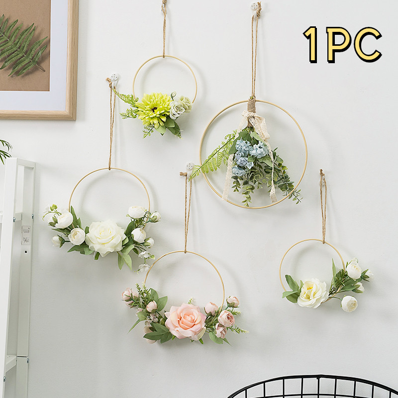 Nordic Bamboo Wreath Artificial Plant Garland Wall Pendant Wedding Hanging