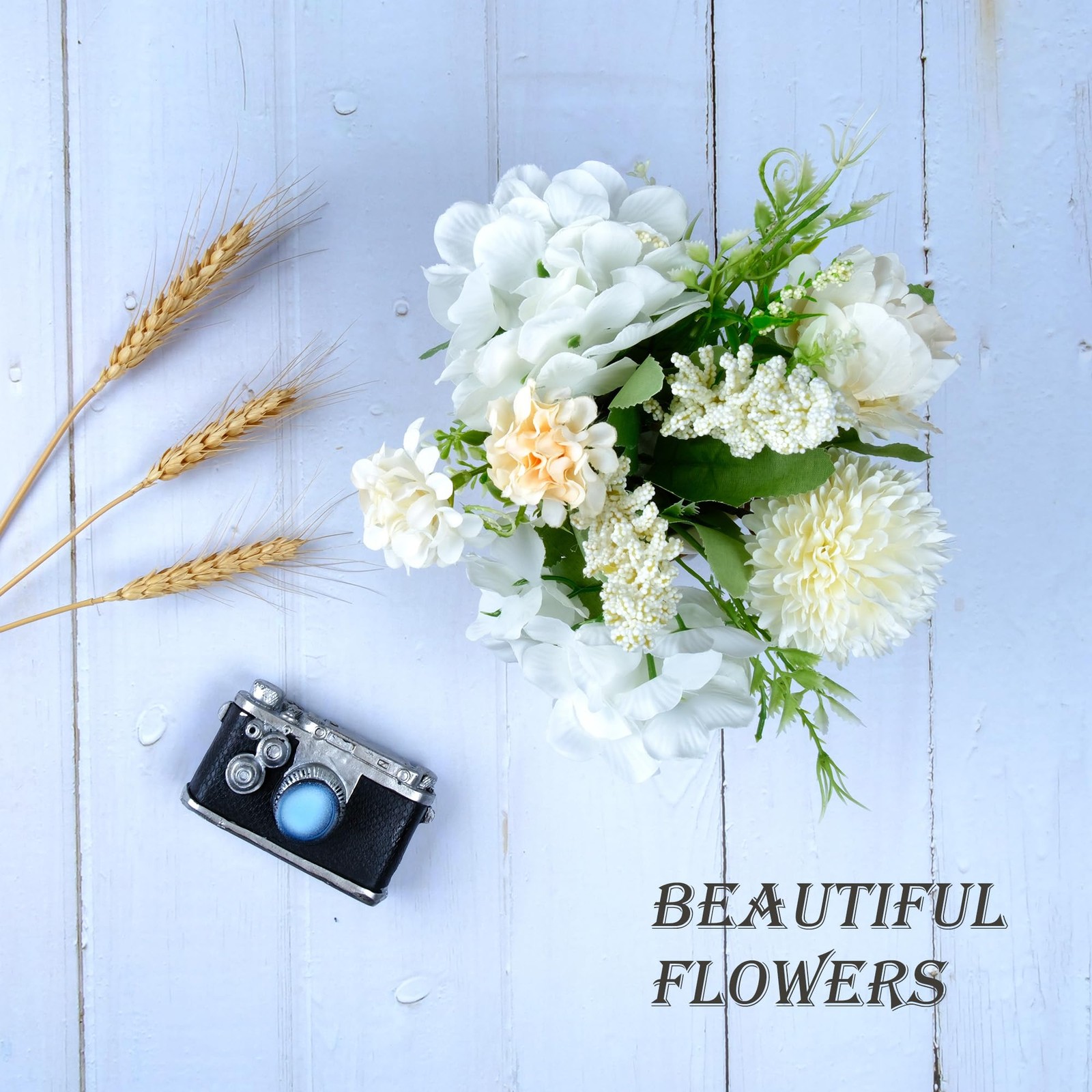 Artificial Potted Flowers White Small Ceramic Vase Fake Flower Plants Desktop De