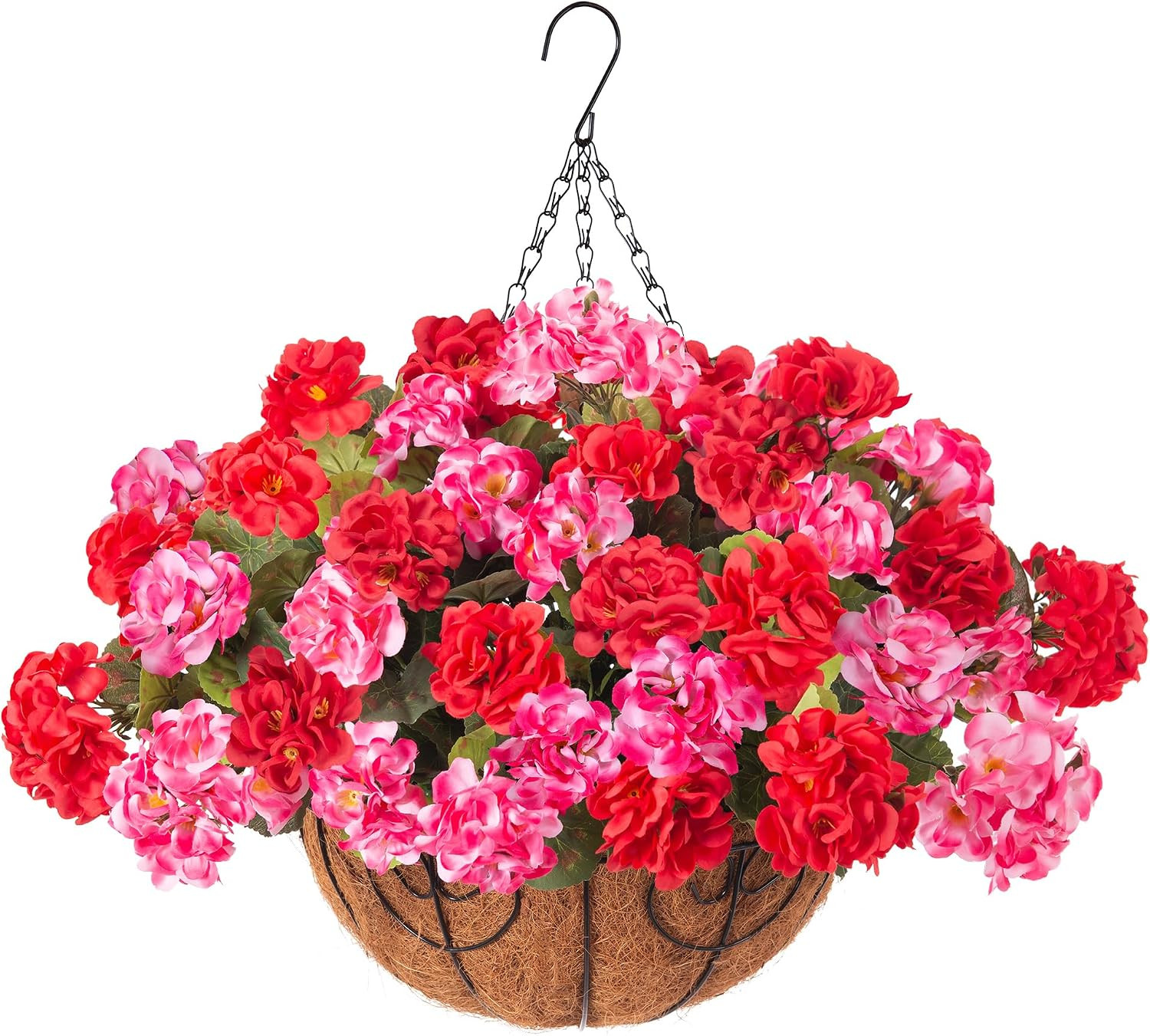 Quality UV Resistant Artificial Geranium Hanging Basket for Outdoor Decoration