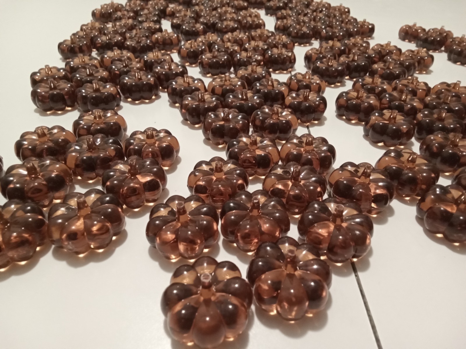 MINI PUMPKINS Orange Faux Glass Acrylic Table Scatter Filler 165 pieces