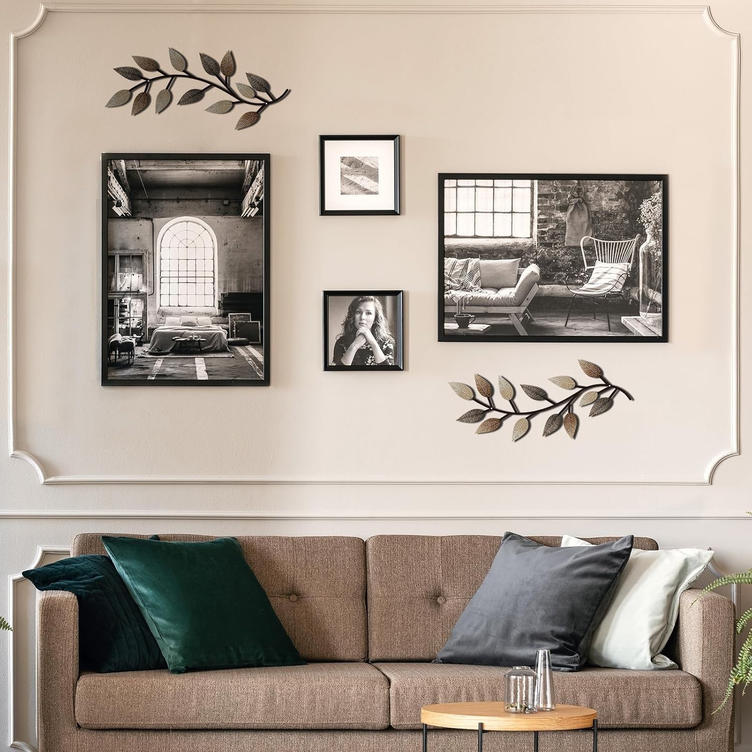 2 Pieces Metal Tree Leaf Wall Decor Vine Olive Branch Leaf Wall Art Living Ro…