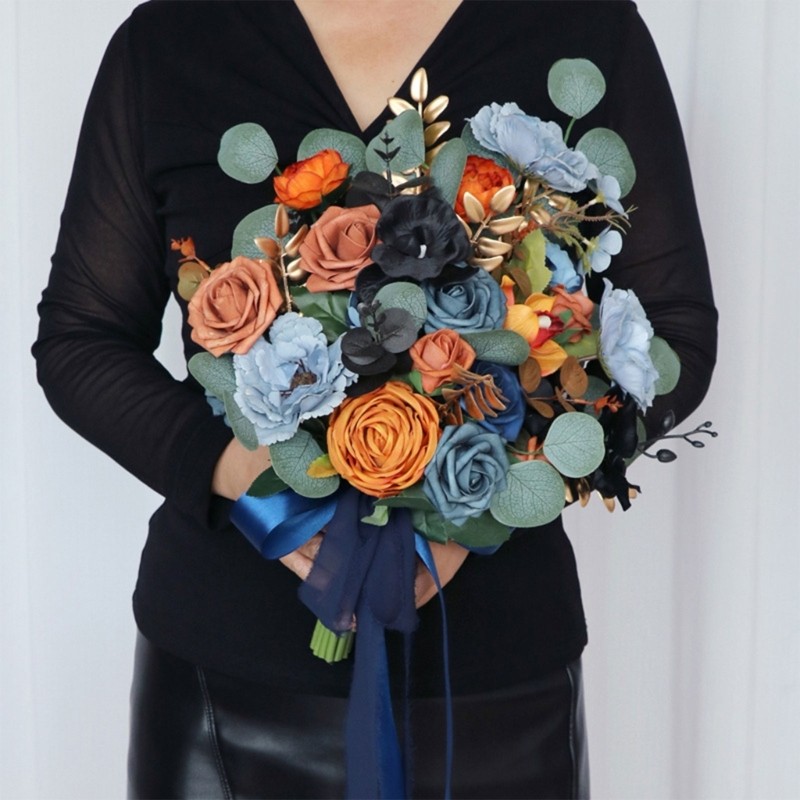 Artificial Blue Flowers Ornament Handheld Wedding Valentine Day