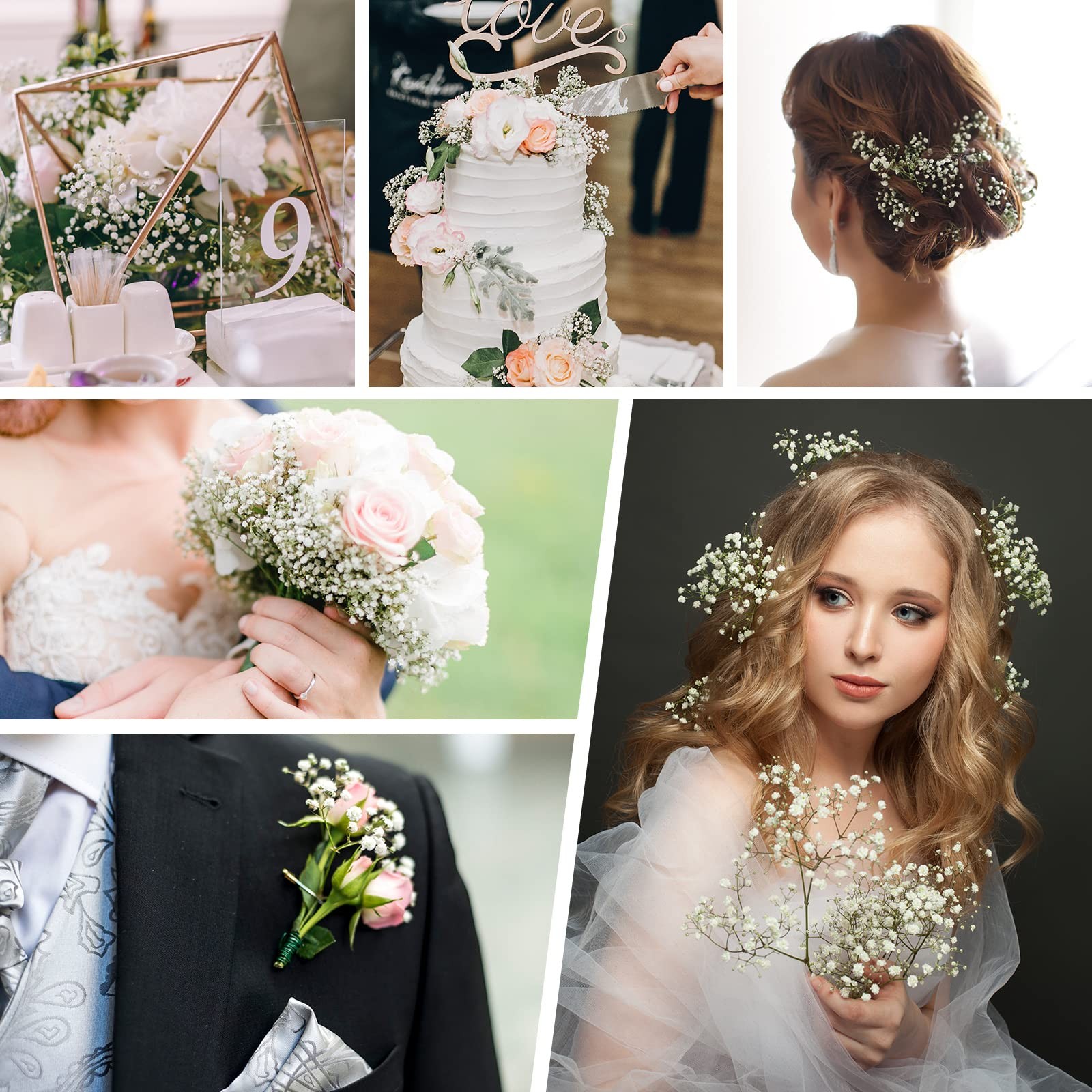 Tigeen 80 Pcs Baby Breath Artificial Flowers Bulk White Artificial Baby Breat…